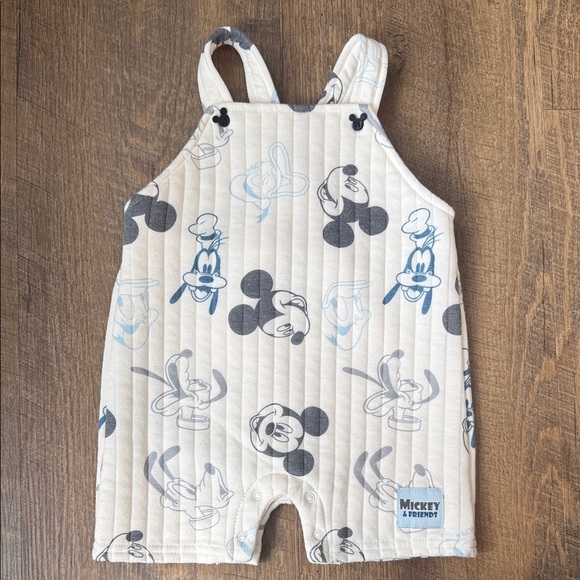 Disney Other - Disney Baby Mickey & Friends Quilted Baby Romper White Blue & Gray Size 24M